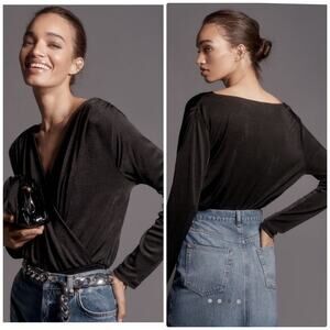 Anthropologie Faux-Wrap Bodysuit